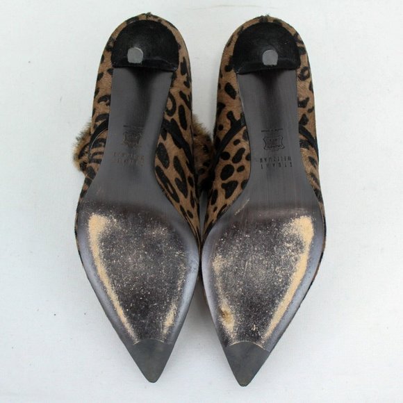 STUART WEITZMAN Leopard Aok Booties Serval Hair Suede Heel Ankle Boots 7.5 - Picture 5 of 7